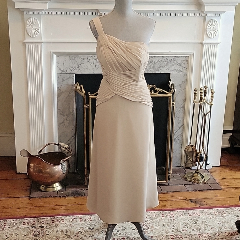 David's Bridal One Shoulder Chiffon Dress